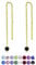 DTPsilver® KLEINE Durch Ohrringe ziehen 925 Sterling Silber Gelb Vergoldet mit Baumelnde 3 mm Swarovski® Elements Kristall - Farbe : Schwarz