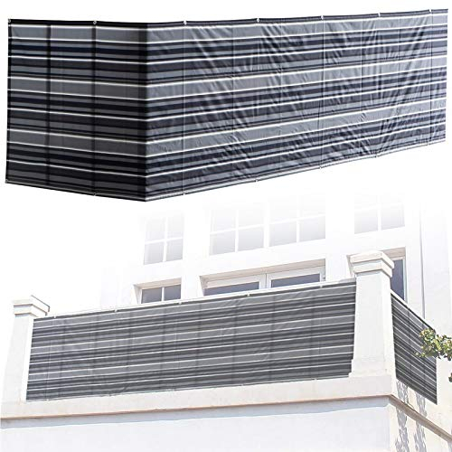 Balkonumrandung Sichtschutz, Geländer Sichtschutz, 90X500cm Balkon Sichtschutz Wasserabweisend Balkonbespannung Balkonabdeckung für Balkon Terrasse aus Polyester
