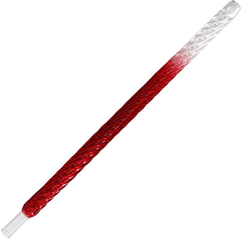 Shisha King® Shisha Glasmundstück 35cm | gedrehtes Mundstück aus Glas - Shishamundstück coole Farben im Unicorn Style (Rot)