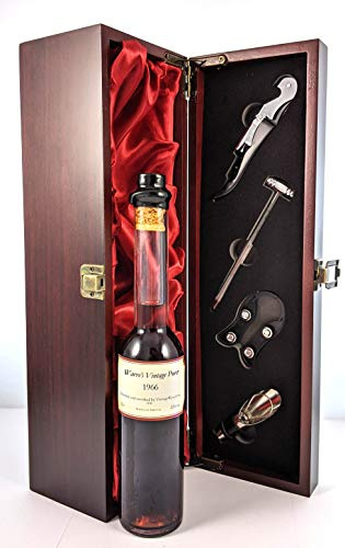 Warre Vintage Port 1966 (Decanted Selection) 20cls in a silk lined wooden box with four wine accessories, 1 x 200ml