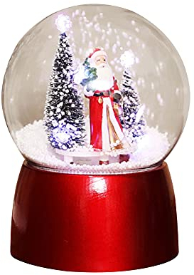 ikasus LED Schneekugel,Christmas Toys Santa und Schneemann Schneekugel, Bescherung elektrischer Schneewirbel,Spieluhr,weihnachtliche Motive, Glaskugel, bunt