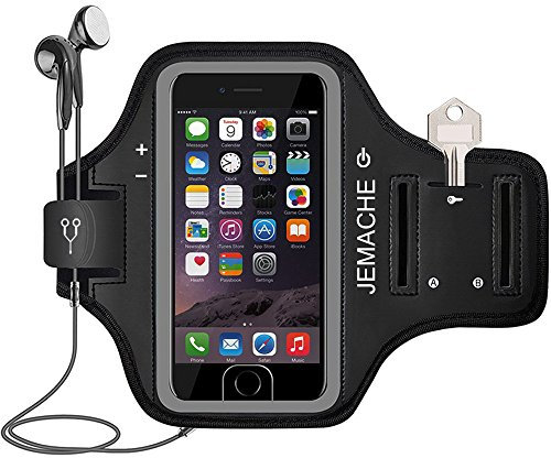 iPhone 6 7 8 SE(2020 2022) Armband, JEMACHE Touch ID Supported Gym Sports Running Workouts Arm Band Case for iPhone 6/6S/7/8/SE 2nd 3rd Generation (Black) (Black)