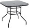 The Fellie Table de jardin d'extérieur avec plateau en verre trempé et trou pour parasol (carré - 80 x 80 x 72 cm)