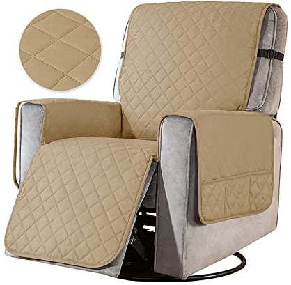 GDWD Sesselschoner mit Taschen, Fernsehsessel Schutzbezug rutschfest, Relaxsessel Sesselauflage, 1 Sitzer Sofaschoner Sesselschutz Sofaüberwurf Armlehnen Sitzbezug für Zuhause (Large)