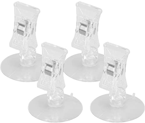 GoldRock Saugnapf Clip,4 Stk,Saugnapf Klammer,Saugnapf Haken,Transparent Saugnapf Clips,Kunststoff Clip mit Saugnapf,Saugnapf Halteklammern für Supermarkt,Geschäft,Aquarium Zuhause,Fenster,klare Wand.