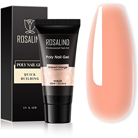 ROSALIND Nackt Poly Nail Gel, 60ML Art Acrylgel für Nägel, UV/LED Nagellack Gel Verlängerungskleber für Maniküre Reparatur Nagelverlängerung, Naked Orange