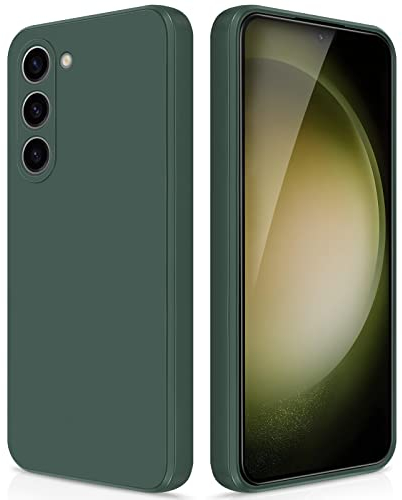 GiiYoon Cover Compatibile con Samsung Galaxy S23 5G Custodia in Silicone, Custodia Antiurto Custodia Sottile in Silicone con Strato Interno in Fibra e Protezione della Fotocamera, Verde