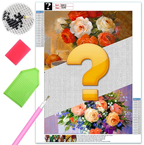 Hoobee Mystery Blume Diamond Painting, Square Diamond Full Drill DIY 5D Diamant Painting with Mysterious Bilder,Children Diamond Painting Art Gift Crystal Crafts Family Decoration Set 30 x 40cm