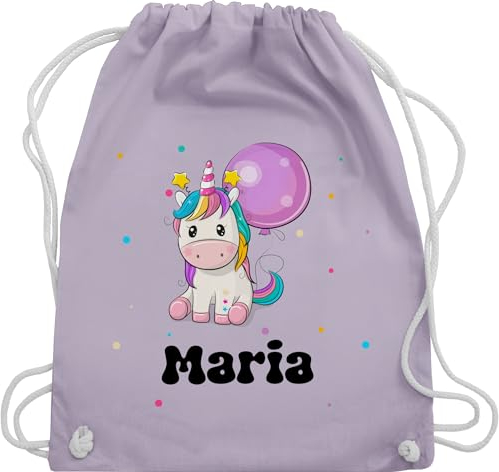 Turnbeutel Rucksack - Geschenk Einhorn personalisiert I Einhörner I Unicorn I Geburtstag - Unisize - Pastell Lila - personalisierte tasche kinder einhornrucksack unicorns name beutel kindergarten
