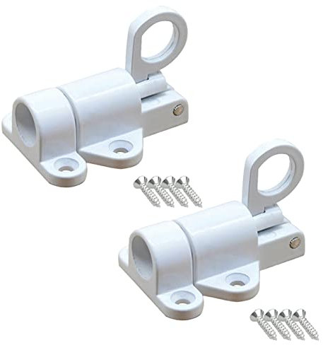 ZYWUOY 2pcs Door Spring Bolt - Aluminium Alloy Automatic Latch Lock Sprung Attic Loft Hatch Slide Spring Latch Bolt for Shed Doors Gates, White