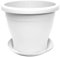 Tradineur Vaso con Piatto Tipo Mediterraneo, Ø 20 cm, Ideale sia per interni che esterni. Fioriera alta con fori per drenare acqua, colore bianco