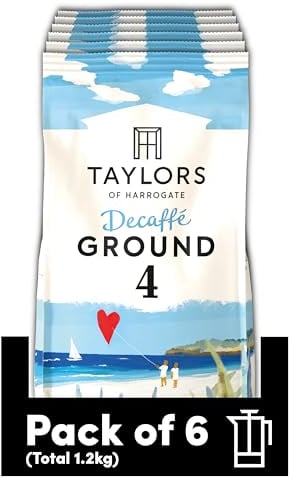 Taylors of Harrogate Decaffe Ground Roast Coffee, 200 g (Pack of 6 - Total 1.2kg)