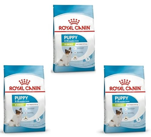 Royal Canin X-SMALL Puppy | 3er Pack | 3 x 500g | Trockenfutter für Welpen sehr Kleiner Hunderassen | Kann zur normalen Funktion des Immunsystems beitragen | Mit Omega-3