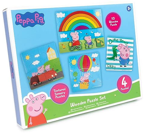 Peppa Pig Wooden Jigsaw Puzzle Set - Fun And Educational Baby Toy For 3 Year Olds And Up - Toddler Games And Puzzles - Peppa Pig Gift - Jigsaw Puzzles For Kids - Peppa Pig Jigsaw
