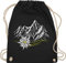 Turnbeutel Rucksack - Kompatibel mit Oktoberfest Tasche - Edelweiß Berge Wandern Wanderlust Berg ruft Alpen - Unisize - Schwarz - trachtenrucksack bayrische bergen baumwollrucksack trachtentaschen
