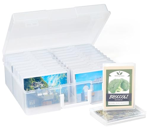 Lifewit Fotoaufbewahrungsbox 10,1 x 15,2 cm Fotoetui, 20 innere Fotohalter, durchsichtige Fotoboxen zur Aufbewahrung, Foto-Organizer aus Kunststoff für Saatgut, Karten, Handwerk, Aufkleber