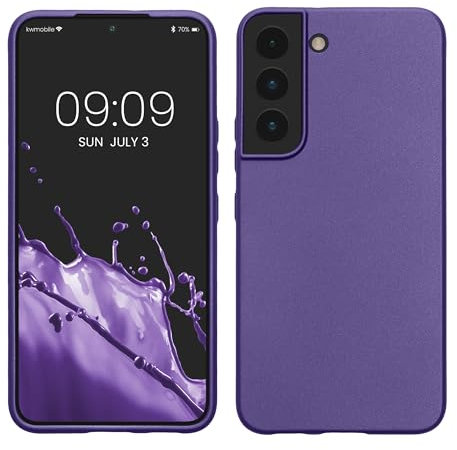 kwmobile Custodia Compatibile con Samsung Galaxy S22 Cover - Back Case Morbida - Protezione in Silicone TPU Effetto Metallizzato lilla metallizzato