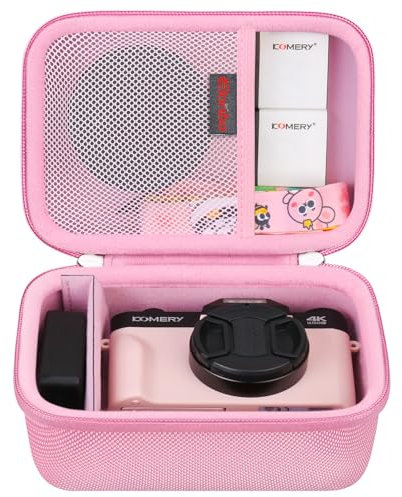 Elonbo 4K Digital Camera Carrying Case for Femivo/VETEK/IWEUKJLO/VJIANGER/WIKICO/Saneen/OIEXI 4K 48MP Vlogging Camera, Travel Compact Camera Storage Cover Bag Organizer Holder, Pink