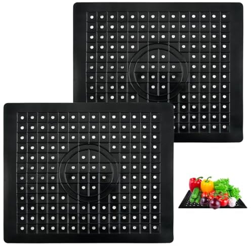 EXIN DEHCEN 2 Pièces Tapis Evier Cuisine, Tapis d'évier Découpable pour la Cuisine, Cuisine Caoutchouc TPR Tapis Fond d'évier, Tapis de Protection D'évier Réglables Antidérapant (31.4 x 26 cm)