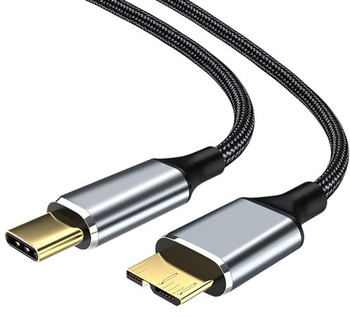 Hard Drive Cable 0.5m Short USB C to Micro B USB 3.1 5Gbps High-Speed Type C to Portable External Hard Drives Cord Braided for WD Seagate Westgate Toshiba Samsung M3 Galaxy S5 Camera (0.5m)