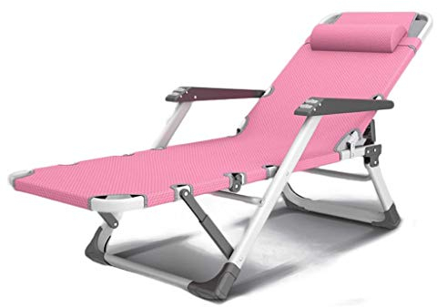 Stuhl, Gartenmöbel, Liegestühle für Camping und Garten, zusammenklappbar, Schwerelosigkeits-Liegestuhl, wasserdicht, Chaiselongue aus Metall für das Büro im Freien (lila) (Pink)