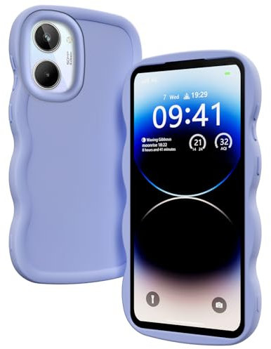 XINYEXIN Funda para Realme 10 4G, Carcasa Marco de Ondas Forma Rizado Linda Silicona Líquida Antigolpes Bumper Case Cover - Violeta