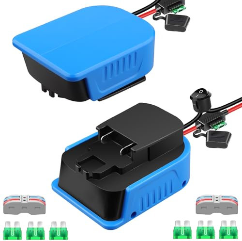 2PCS Power Wheels Adapter für Bosch 18V PBA Haus und Garden System Akku mit Sicherung & Drahtklemmen & 12 Gauge Draht, guter Stromumwandler für DIY Ride On Truck, Robotik und RC Spielzeug