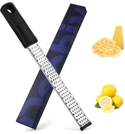 Dachiy Zester Reibe, Küchenreibe, Parmesanreibe, Zitronenreibe, Muskatnuss Reibe, Knoblauchreibe, Ingwerreibe Mit Feiner Edelstahlklinge, Spülmaschinenfest (Schwarz)