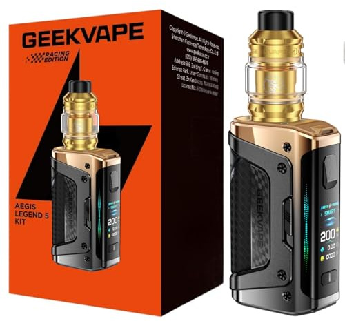 Geekvape Aegis Legend 5 Mod Kit | 200 W TC Box Mod (Battery Not Included) Vape with Z Sub Ohm Tank 5.5 ml Vaper Z Coil Vaporiser No Nicotine