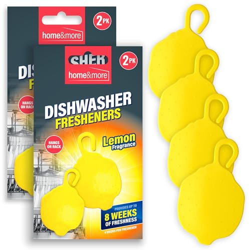 SOL 4pk Dishwasher Freshener Hanging - Lemon Deodoriser Air Freshener | Dishwasher Air Freshener - Lemon Scent Deodoriser for Odour Control, Lasts Up to 16 Weeks, 4pk