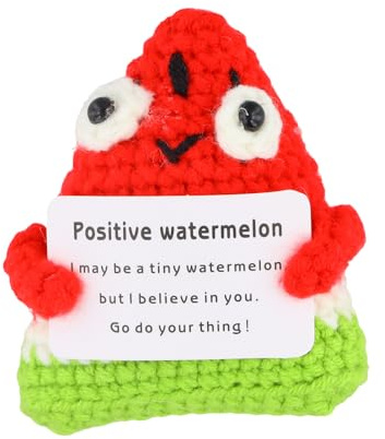 YILANJIN Häkel-Wassermelonen-Geschenke, 1 Stück Kleine Früchte Häkeln für Büro Dekoratio, Lustiges Geschenk für Liebhaber, Kleine Lustige Pocket Hug für Dekoration, Geburtstag, Zuhaus (20g, Rot)