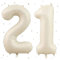 UDRKFOPK Beige Luftballon 21,Zahlen Luftballon Beige,40 Zoll Creme Weiß Folienballon 21,Beige Zahlenballon 21 Helium Ballon Luftballon 21 Geburtstag für 21st Geburtstagsdeko Mädchen Junge