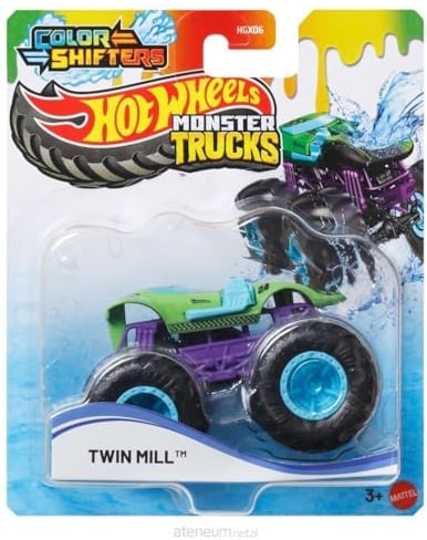 Hot Wheels Monster Trucks Twin Mill Color Shifter Spielzeugfahrzeug, Maßstab 1:64, für Kinder ab 3 Jahren