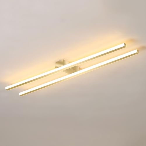 LLXDFUU Lámpara de techo LED moderna de tira larga para cocina, lámpara de techo dorada para pasillo, entrada, cafetería, sala de estar, dormitorio, pasillo de 30 W, lámpara de techo más simple de 2 t