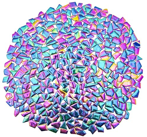 1,1 lb Keramik Mosaikfliesen, gemischte Farbe Keramik Mosaikstücke für Handwerk, Mosaikfliesen für Hausdekoration oder DIY-Handwerk, Mosaikherstellung Zubehör (kleine unregelmäßige irisierende)