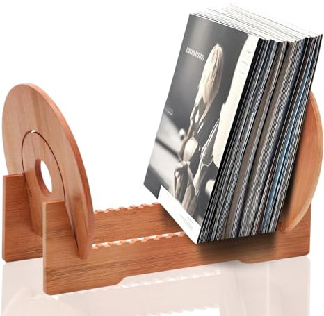Umllpet Soporte Organizador de Vinilos para 40 Discos, Estantería de Madera Maciza con Diseño Elegante, Almacenamiento Compacto 37x27x24cm, Expositor de Mueble para Sala