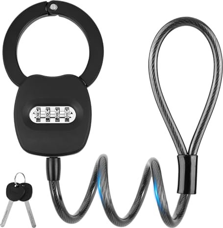 Candado Patinete Electrico, GuKKK Candado Esposas Bicicleta Antirrobo, Cerradura de Combinación, Cadena Moto con 2 Teclas de Reinicio, Candado Scooter Electrico, para Scooters, Cochecitos de Niños