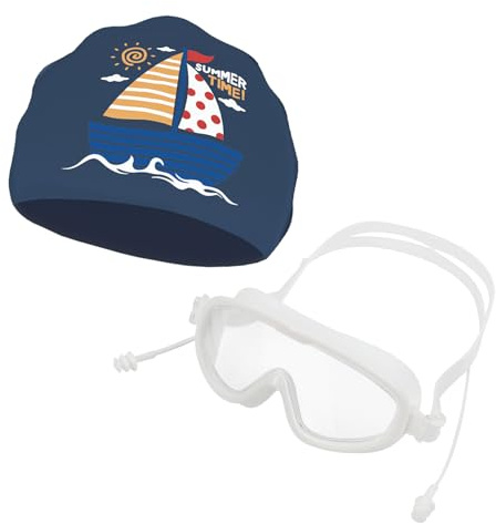 YJZQ Lunette Style Masque Enfant Lunettes de Prolonger et Bonnet de Bain Masque Natation Ajustable Lunette de Piscine Bandeau de Nager pour Garçons Filles 4-12 Ans