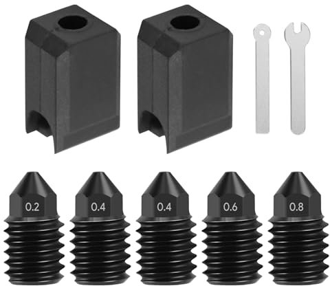 5 Pz Ugelli in Acciaio Temprato per P1p/P1s/X1/X1c/X1e/Kobra 3 Combo/Adventurer 5m/5m Pro 0.2mm 0.4mm 0.6mm 0.8mm con Copertura Extra in Silicone, Estrusore Hotend Hardened Steel Nozzle per Bambu Lab