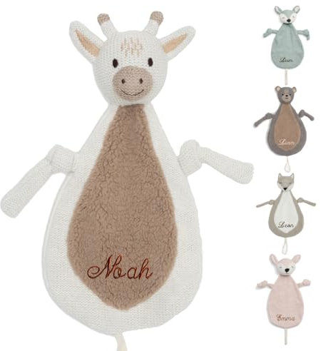 Manufaktur Liebevoll | Schmusetuch Personalisiert Giraffe Schnuffeltuch Geschenke mit Namen Baby Kuscheltier Schnullertuch Kinder Geburt Babygeschenk Taufe Namensgeschenk Mädchen Junge