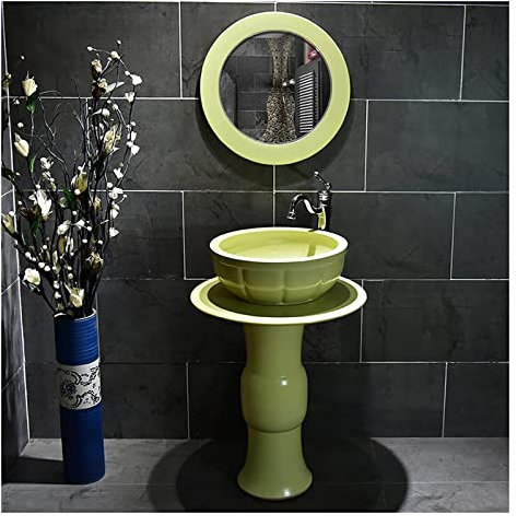 JKJZSALJ Lavabo sur Pied Autoportant - Lavabo sur Pied en Céramique Style Rétro Industriel avec Piédestal, Facile À Nettoyer