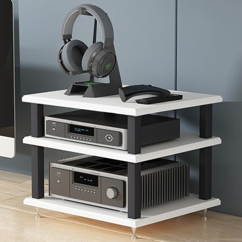 Generico Supporto multimediale AV a 4 Livelli, scaffale angolare, Supporto Audio-Video, Mobile per Console di Videogiochi, espositore per Giradischi, Ricevitore Stereo per Sala di Registrazione (bian