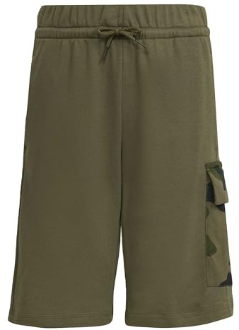 adidas Unisex Kids Seasonals CAMO Shorts, Olive strata/Black, 15-16 Years
