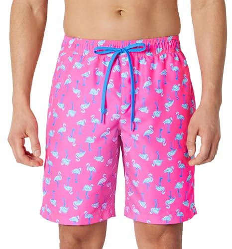 Amazon Essentials Short de Bain de 23cm avec Doublure en Maille Poches Fermeture à Cordon Homme, Rose Vif Flamant Rose, S