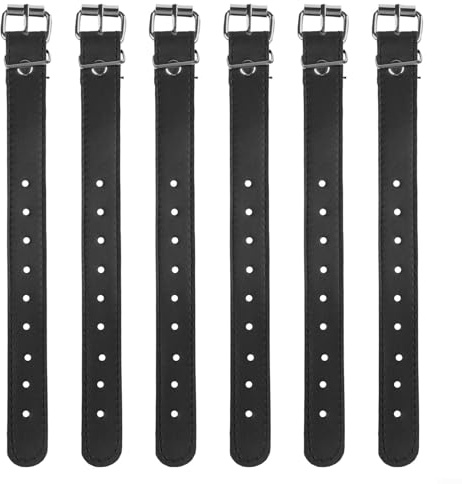 6pcs Adjustable Bicycle Straps for Kids' Bikes, PU Material, Compatibility with Most Baskets (black)