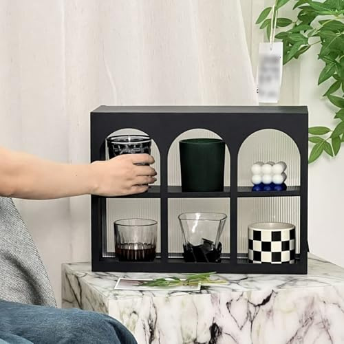 ZPVXRVQ Espositore per Tazze da caffè, Vetrina Rustica in Ferro Battuto, Scaffale per Tazze da Viaggio con Supporto A Muro E Cornice