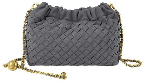 Joryin Woven Women's Crossbody Bag & Evening Purse, Trendy Dumpling Clutch & Hobo Cloud Shoulder Bag Trendy Dumpling Clutch, Woven Suede-slate Gray, 8.6 x 3.2 x 6 inches