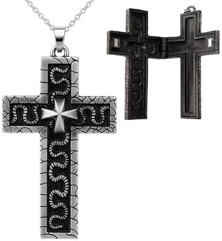 JazRvr Generisch 3D Kreuz-Halskette mit Geheimfach, Kreuz Anhänger, Elegantes Schmuckstück für Damen und Herren, Hochwertige Verarbeitung, Langlebiges Material