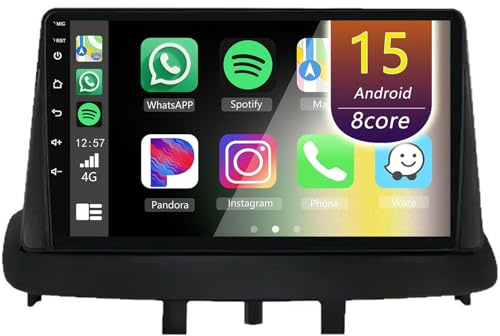 Eouyt Android Radio Coche para Renault Megane 3 2008-2014 con Carplay Android Auto, Radio Táctil de 9 Pulgadas con WiFi Bluetooth(8Core(8+256GB))