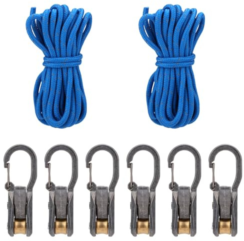 Sinbana 6pcs Rope Roller Tensioner with 2 Ropes, Rope Adjuster Tensioner with Roller Heavy Duty Paracord Adjusters for Camping Boating & Outdoor Tie-Down Needs